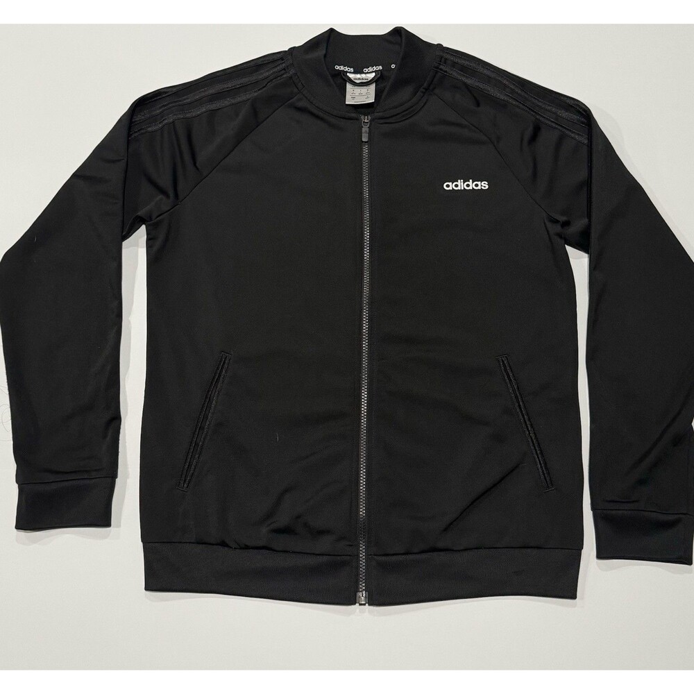Adidas Youth Boys Track Jacket Black Large Full Zip 3-Stripes Athletic